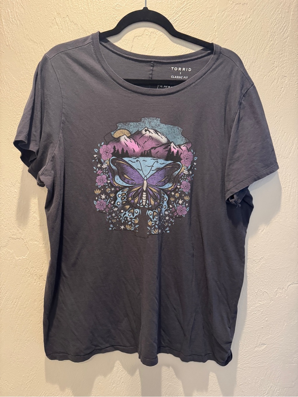 torrid Charcoal Butterfly & Floral Graphic Tee